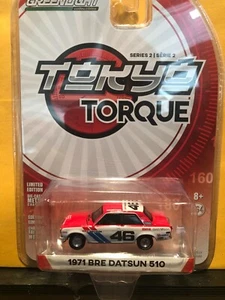 1/64 GREENLIGHT TOKYO TORQUE BRE 1971 DATSUN 510 #46 MORTON RED & WHITE - Picture 1 of 3
