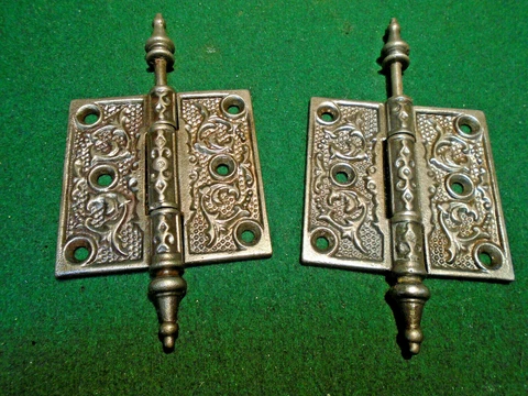 ONE PAIR of VINTAGE EASTLAKE HINGES  3"  X 3"  - CLARK MFG ATTRIBUTION   (16444) Cover