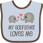 Inktastic My Godfather Loves Me Godson Baby Bib Elephant Childs Boys Girls Cute