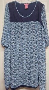 WOMAN WITHIN 24W NAVY/BLUE LINED PULLOVER MINGLED SILKY WOMEN'S DRESS - Picture 1 of 11