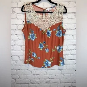 Mauve brand knit/ crocheted floral sleeveless top size 1x stretch - Picture 1 of 7