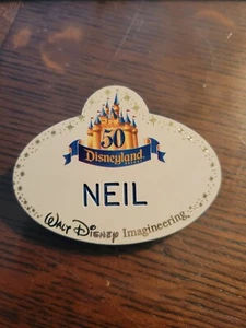 Vintage Cast Member Name Tag Badge Disney 50 Years Disneyland Imagineering NEIL - Picture 1 of 3