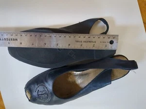 Heyraud navy slingback platform  leather sandals EU39 - Picture 1 of 9