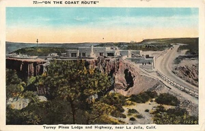 Postal Torrey Pines Lodge & Highway On The Coast Route La Jolla, CA de colección años 20 - Imagen 1 de 2
