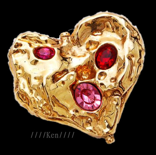 SAINT LAURENT (YSL) Spilla YVES SAINT LAURENT YSL placcata oro logo spilla strass rosa GP