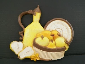 VTG 1970 Homco plastic wall decor Fruit Basket Pitcher Apple Pear Yellow Orange  - Picture 1 of 6