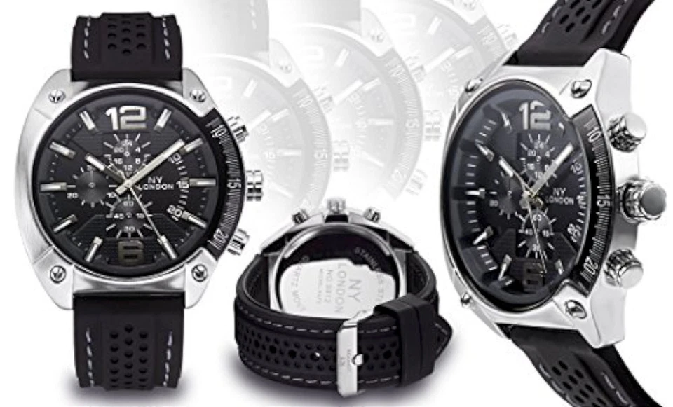 NUEVO NY London 9812 Hombres Colección Boost Esfera Negra Único Bonito Reloj Esfera Grande Foto 1 de 1