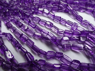 Cuentas de piedra cubo liso largo amatista natural de 14" de 4-9 mm A863 DNG Foto 1 de 4