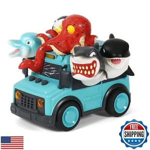 DINOBROS Ocean Animal School Bus Toy with Light and Sound – Friction-Powered  - Picture 1 of 5