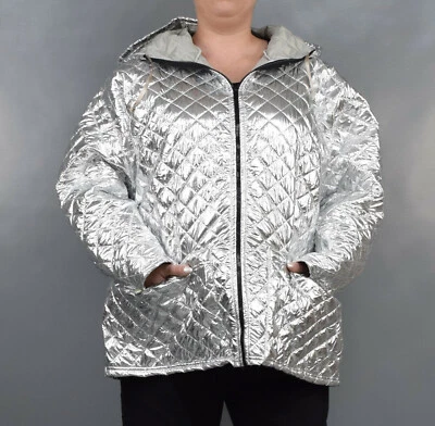 AKH Fashion: leichtere Stepp-Jacke mit Kapuze silber EG 44,46,48,50,52 - Bild 1 von 4