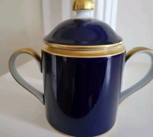 Fitz & Floyd  3" Sugar Bowl with Lid COLBALT RENIASSANCE Blue Gold Gilt Japan - Picture 1 of 5