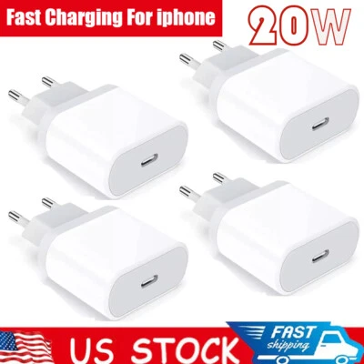 Cargador de pared USB C de carga rápida de 4 piezas para iPhone enchufe de viaje europeo alimentación EE. UU. Foto 1 de 4