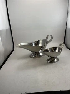 Stainless Steel Footed 4 oz and 8 oz Gravy Boats or Cream Pitchers - Picture 1 of 8