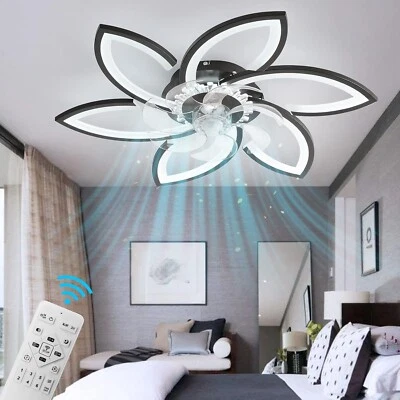 30" Modern Ceiling Fan with Lights Remote Control, Low Profile Ceiling Fan with - Image 1 of 4