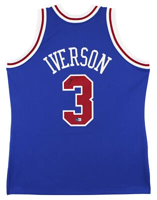76ers Allen Iverson Authentic Signed Blue M&N HWC Authentic Jersey BAS Witnessed - Image 1 of 4