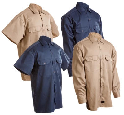 Camisa de Trabajo Para Hombre Azul Marino Caqui Conquistador Uniforme Mecánico Manga Corta Larga Botón Foto 1 de 4