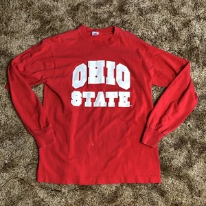 VINTAGE Thrashed Ohio State Shirt Maglietta Uomo Grande Spell Out Maglietta Manica Corta - Foto 1 di 12