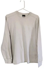 Anchor Blue Sz M Long Sleeve Tshirt Raised Texture Cotton Polyester Beige - Picture 1 of 8