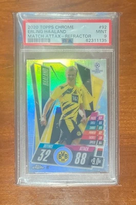 🇳🇴 Erling Haaland PSA 9 Refractor Match Attax #92 2020 Topps Chrome UEFA 👕👑 - Image 1 of 2
