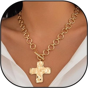 Chunky Cross Necklace for Women Gold - Imagen 1 de 7