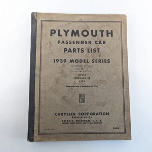 Plymouth Passenger Car Parts List 1939 Model Series Chrysler Factory Catalog - Picture 1 of 14
