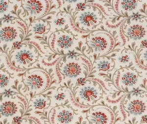 NINA CAMPBELL OSBORNE & LITTLE CURTAIN FABRIC DESIGN Baville 3.55 METRE RED/TEAL - Picture 1 of 8