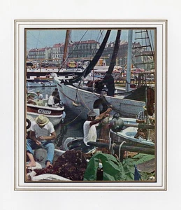 Photo gravure Marseille années 60 les pêcheurs du Vieux Port /B7M14 - Picture 1 of 1