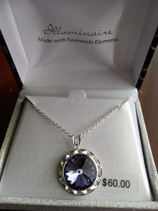 Illuminaire  Swarovski Elements~  PURPLE ~ NECKLACE CHAIN ~ NEW ~ 20mm Crystal - Picture 1 of 4