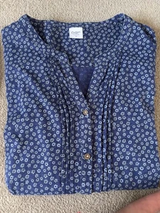 BLUSA/TOP MUJER ALGODÓN TRADERS JERSEY AZUL ESTAMPADO FLORAL. UK TALLA 12 - Imagen 1 de 4