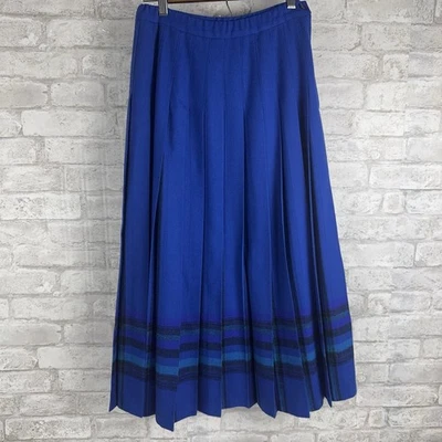 De Colección Pendleton 100% Lana Plisada Falda 32” Azul Zafiro Rayas Dobladillo EE. UU. Talla 8 Foto 1 de 4