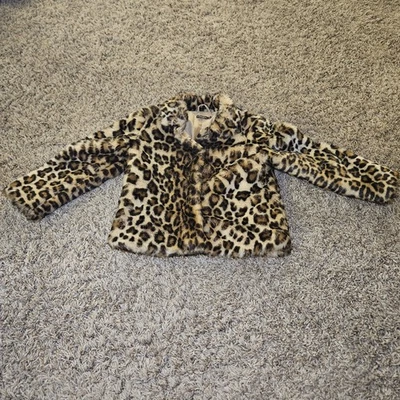 Jaqueta de pele sintética pequena J. McLAUGHLIN meninas 6/7 bolsos forrada de animais botões de pressão - Imagem 1 de 4