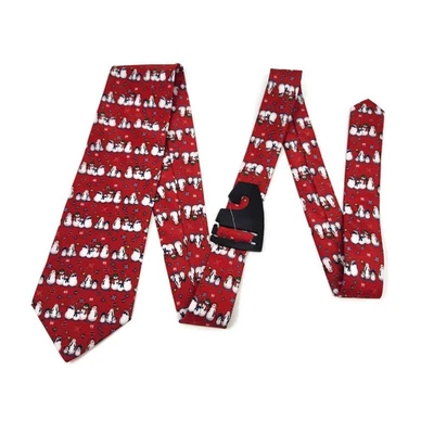 Corbata Parquet Para Hombres Rojo Muñeco de Nieve Familia Atada Ancho Tejida Navidad Clásica Foto 1 de 4