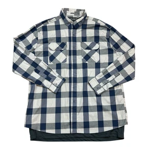 Vertx Hemd Herren 2XL beige marine gefüttert kariert Tasche Langarm Druckknopfleiste - Bild 1 von 9