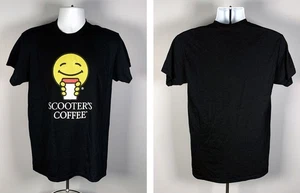 Scooters Coffee Smiley Face Logo T-Shirt Herren Medium Baumwolle schwarz 50/50 - Bild 1 von 3