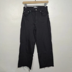 Reformation Wide Leg Jeans Womens 27 Black Raw Hem Wide Leg High Rise FLAWED - Picture 1 of 9