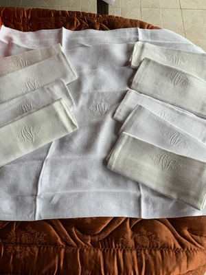 lot de 10 serviettes de table monogramme - Photo 1/4