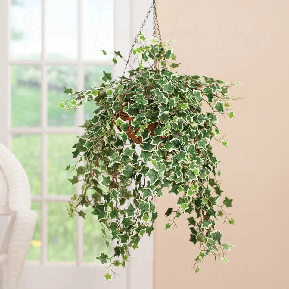 Cesta colgante artificial de hiedra holandesa interior exterior patio porche jardín decoración Foto 1 de 4