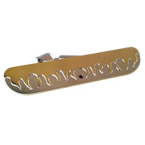 STAINLESS STEEL INTERIOR REAR VIEW VISION MIRROR GOLD FLAMES WITH FITTINGS - Picture 1 of 1