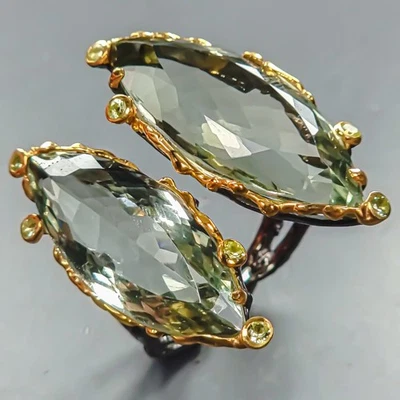 Fine art 55 ct+ Natural Green Amethyst Ring 925 Sterling Silver Size 10 /R442119 - Image 1 of 4