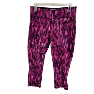 Forever 21 Leggings Damen L Rosa Lila Abstraktes Print Cropped Activewear - Bild 1 von 7