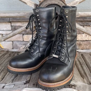 Harley-Davidson Men’s Vibram Saftey Steel Toe Lace-up Leather Boots Black 10.5 - Picture 1 of 10