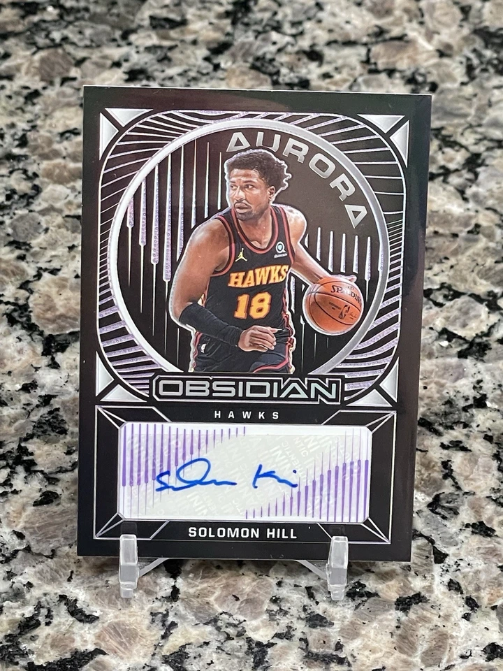 2020 Panini Obsidian Aurora Electric Etch Purple 46/75 Solomon Hill #AU-SLH Auto - Image 1 of 2