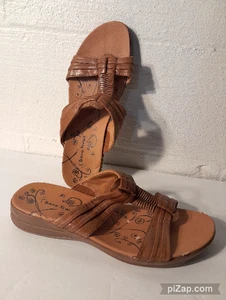 Bare Traps Sandals Womens Sz 11 Justee Slide Brown Leather Casual Comfort Sandal - Picture 1 of 9
