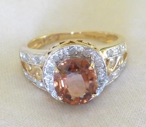 Bonito anillo de diamantes con circonitas doradas de oro amarillo de 14k - 3,52 gms, talla 6,75, 1,88 ctw - Imagen 1 de 12