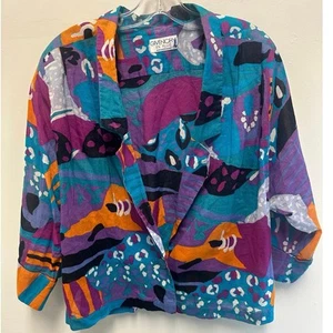 Blazer vintage GIVENCHY EN PLUS Germania cotone leggero design astratto blu lux - Foto 1 di 12