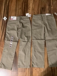 2 NWT - Royal Park - Girls School Uniform Adj. Waist Khaki Tan Pants Sz 8 - Picture 1 of 3