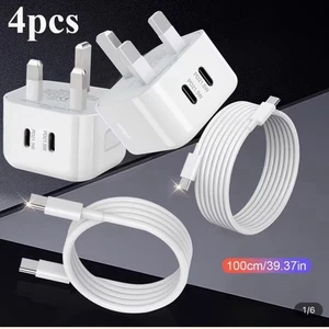 2Pack USB-C Plug With 2x Type-C Cable | Fast Charger Plug For iPhone 17 16 15 - Picture 1 of 7