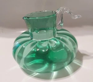 Nikolaj Christensen Studio Glass Art Green Pumpkin With Clear Swirled Stem 6"x5" - Picture 1 of 9