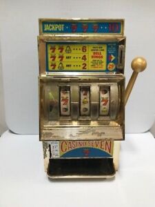 Vintage Waco "Jackpot Seven" Slot Machine Bank - works! (FC12 Top T0462)