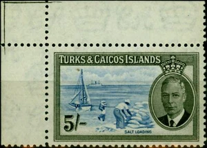 Turks & Caicos Islands 1950 5s Blue & Black SG232 V.F MNH - Picture 1 of 1
